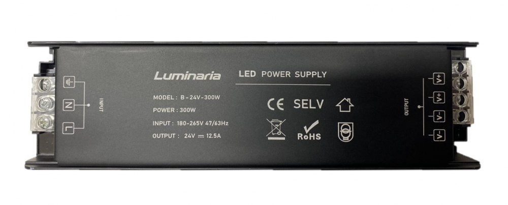 Перетворювач напруги LUMINARIA B-24V-300W 220х63х30 IP20 - Зображення 3