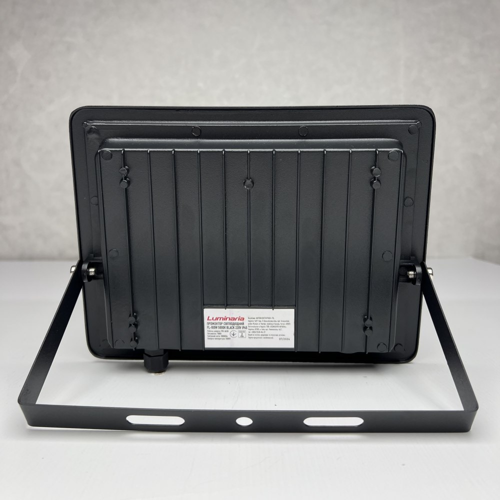 Прожектор світлодіодний вуличний LUMINARIA FL-100W 5000K BLACK 271x211x36 220V IP65 - Зображення 2