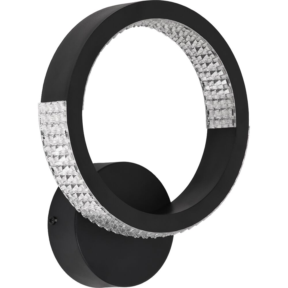 Світильник світлодіодний настінний, бра LUMINARIA AKRILIKA ROUND 17W 1R ON/OFF BLACK/CLEAR