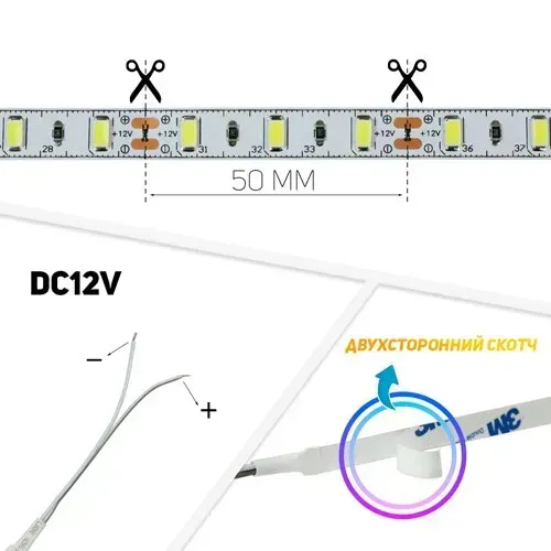 Світлодіодна стрічка BIOM Professional G.2 5630-60 W біла, негерметична, 1м - Зображення 4