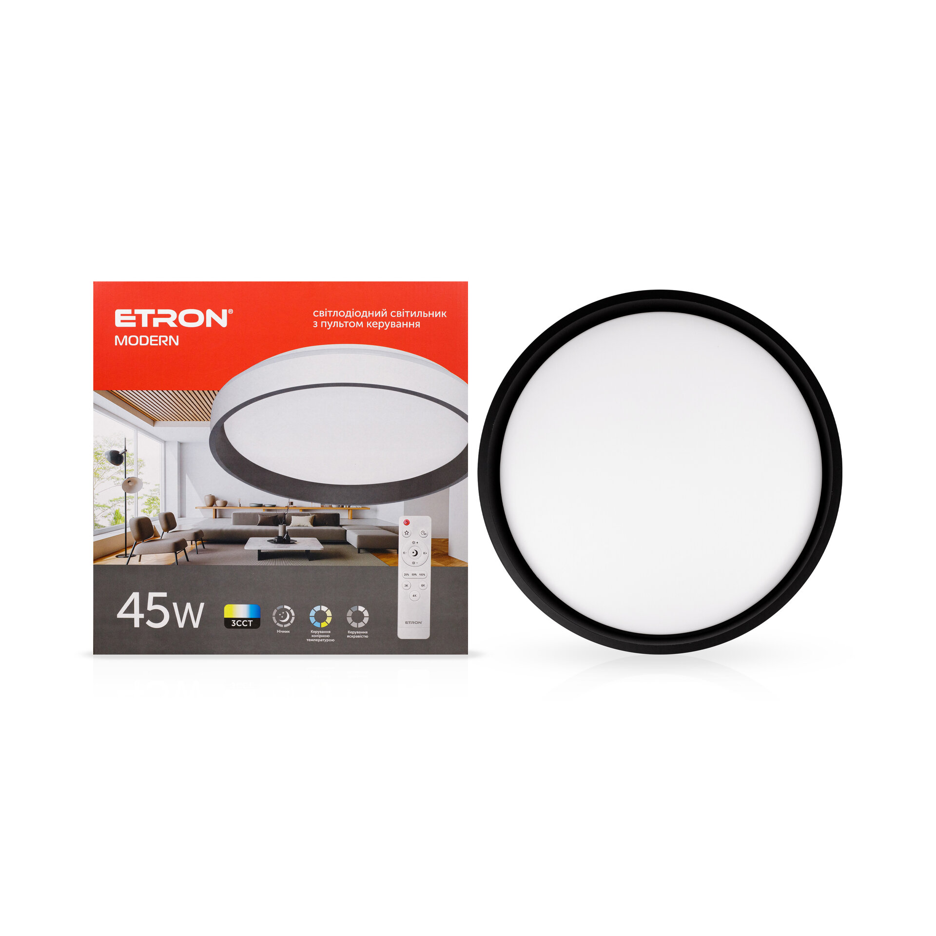 Світлодіодний світильник Smart MODERN 1-ESP-2003 45W Black&White IP20 ETRON