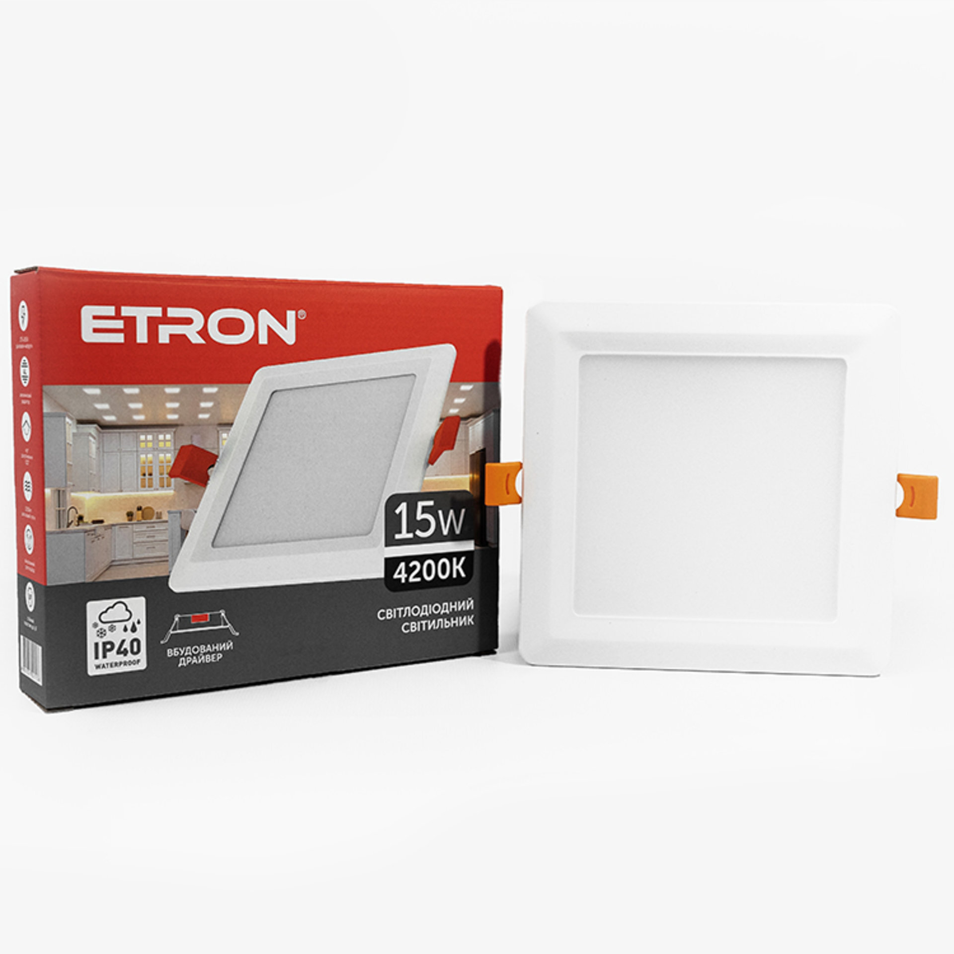 Світлодіодний світильник ETRON Decor 1-EDP-678 15W 4200K ІР20 квадрат