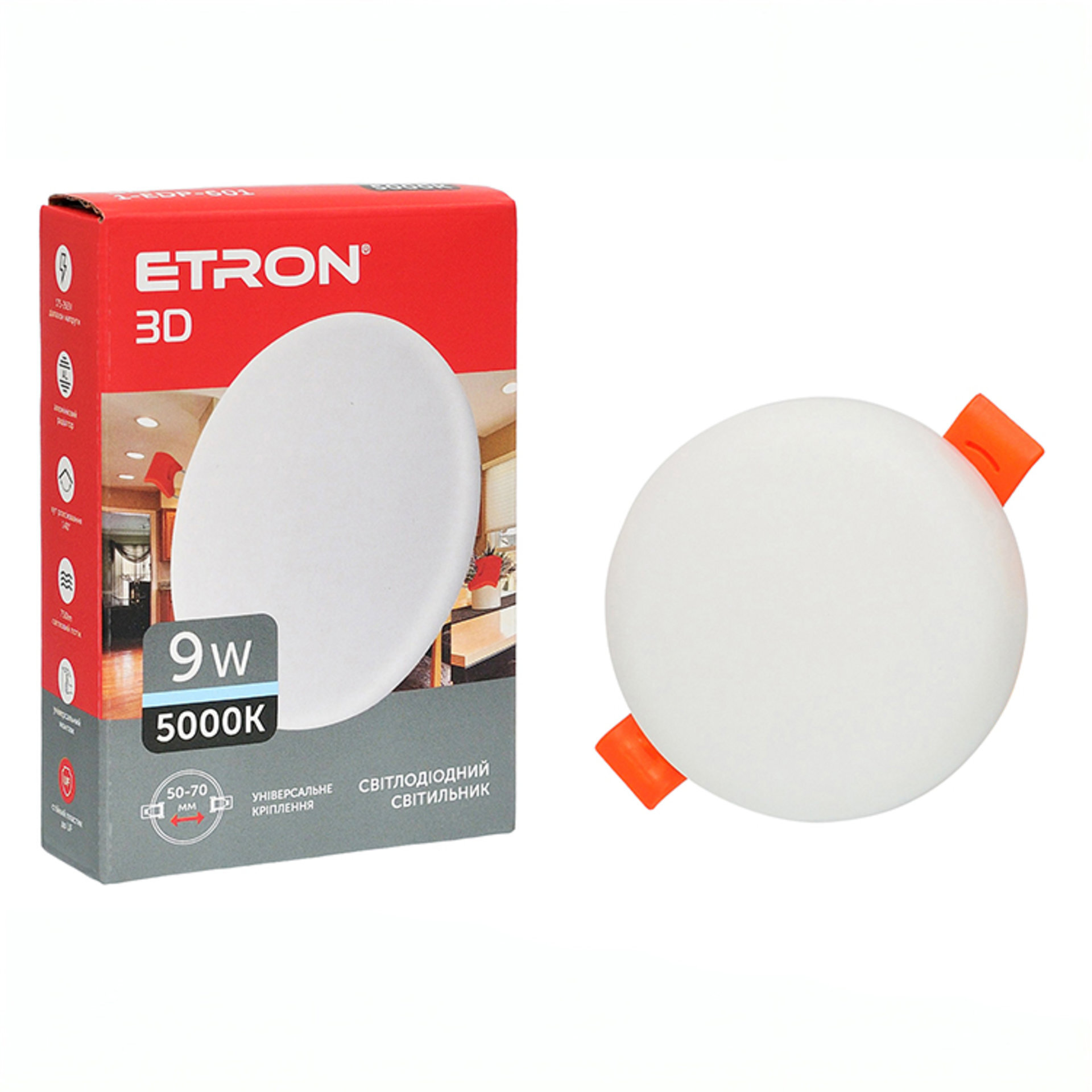 Світлодіодний світильник ETRON Decor 1-EDP-601 9W 5000К ІР20 круг