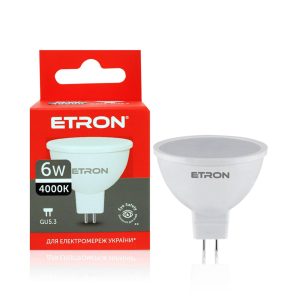 Світлодіодна LED лампа ETRON 6W 4000K GU5.3 MR16 денне світло 1-ELP-846
