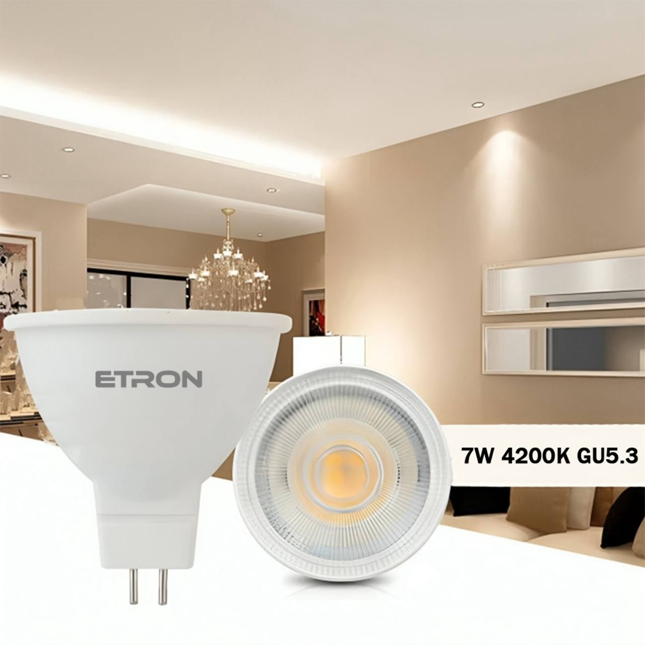 Світлодіодна LED лампа ETRON 1-ELP-854 MR16 7W 4200K 220V GU5.3 - Зображення 2