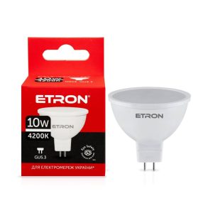 Світлодіодна LED лампа ETRON 10W MR16 4200K 220V GU5.3 денне світло 1-ELP-860