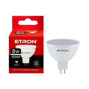 Світлодіодна LED лампа ETRON 8W MR16 4200K 220V GU5.3 денне світло 1-ELP-066