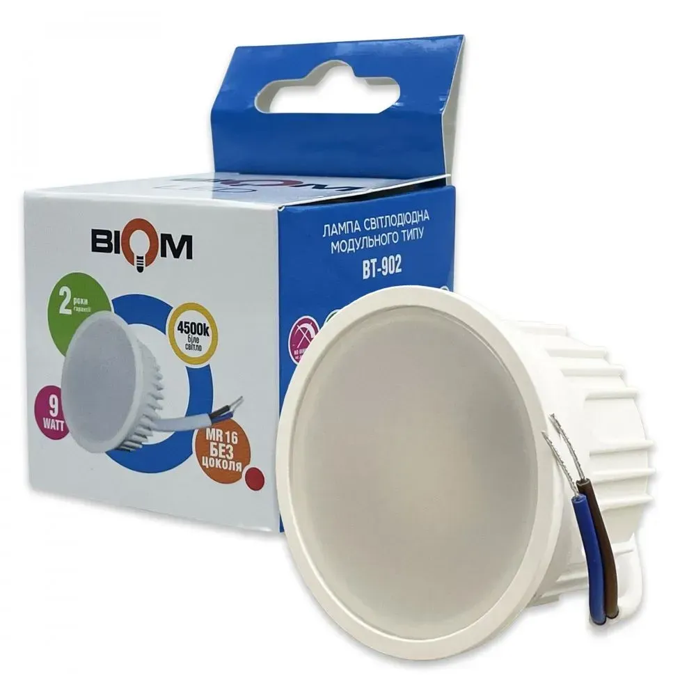 Свiтлодiодна лампа Biom BT-902 MR16 9W модуль 4500К матовий 120 00-00025756