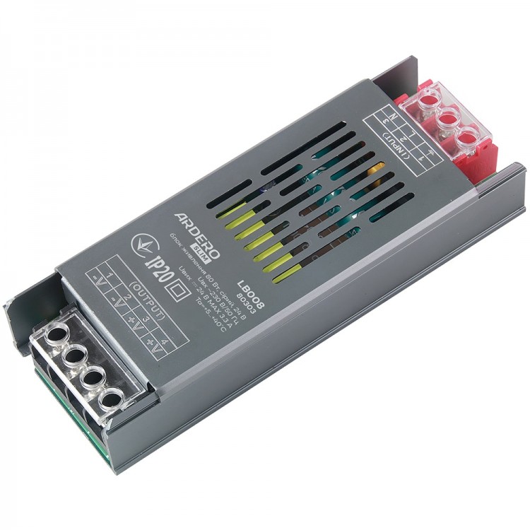 Блок живлення для LED стрічки Ardero LB008 24В 80Вт IP20 (80303) - Зображення 3