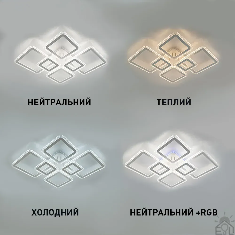 Смарт люстра керована світлодіодна OVAL ICE RGB 7S 120 Вт SMART 960x750x110 мм Біла 10482 - Зображення 2