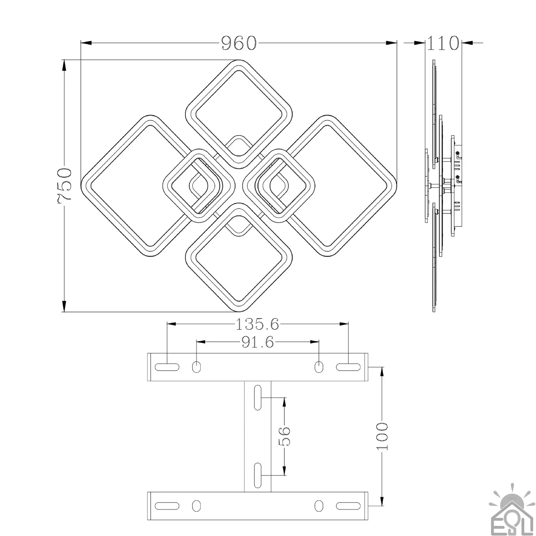 Смарт люстра керована світлодіодна OVAL ICE RGB 7S 120 Вт SMART 960x750x110 мм Біла 10482 - Зображення 4