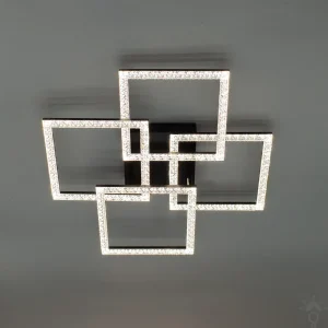 Смарт люстра керована світлодіодна SQUARE 4S 100 Вт 550x550x110 мм Чорна 10512