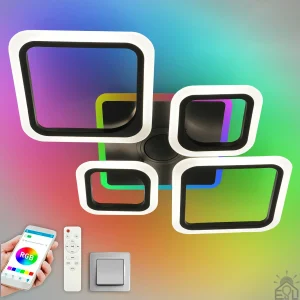 Смарт люстра з колонкою керована світлодіодна OVAL RGB MUSIC 5S 80 Вт 725x460x80 мм Чорна 10590