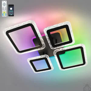 Смарт люстра керована світлодіодна OVAL ICE RGB 5S 75 Вт 725x500x93 мм Чорна 10405