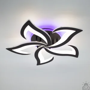 Керована світлодіодна люстра ELLA RGB 42+10 Вт 5F RC 600x95 мм Чорна 10614